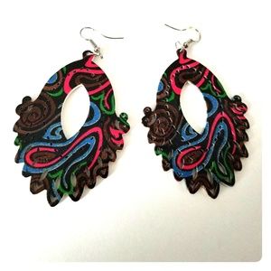 Multi-colored Lightweight Wood Earrings